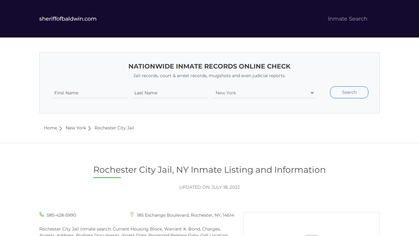 Rochester City Jail, NY Inmate Listing and Information